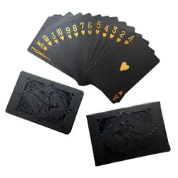 Cartas de jogo plásticas ajustadas para o pôquer mágico, folha preta, impermeável, coleção do presente, 54 PCes pelo grupo