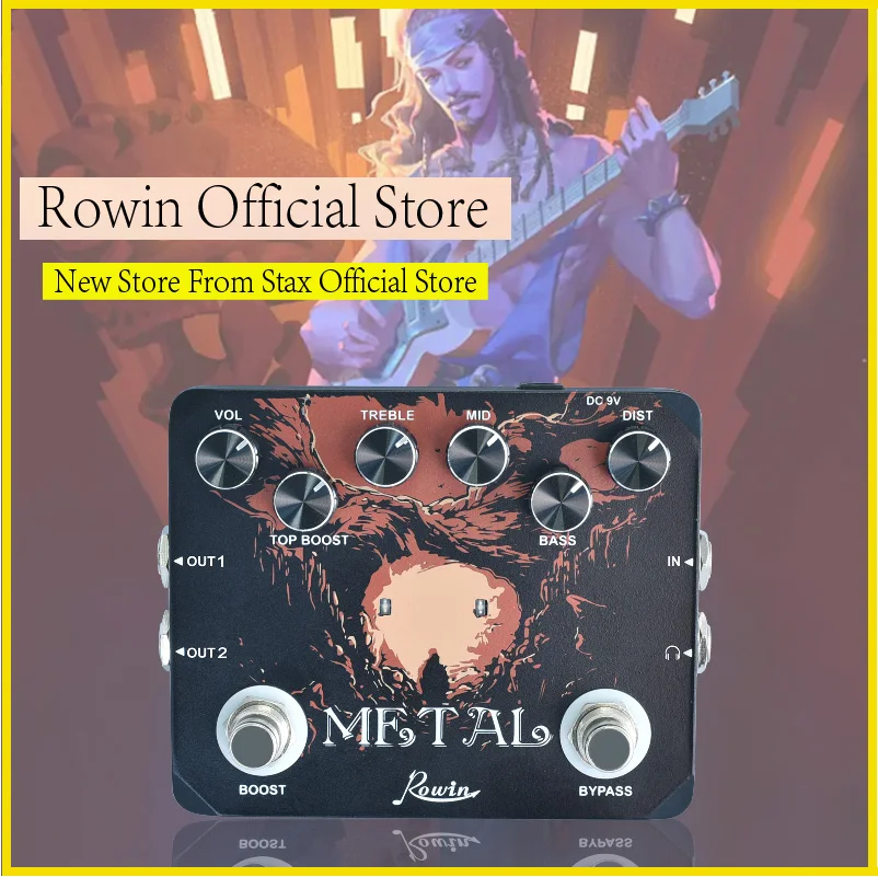 Rowin LTL-03 Metal 2.0 Version Guitar Effect Pedal With Traditional Metal Sounds Super Distortion Sound & Headphone True Bypass