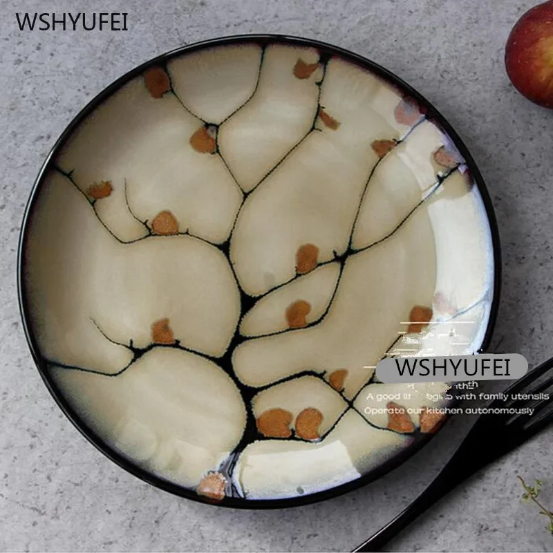 Japanese-style hotel household ceramic tableware Aomei decorative dessert plate decorative plate Western food plate