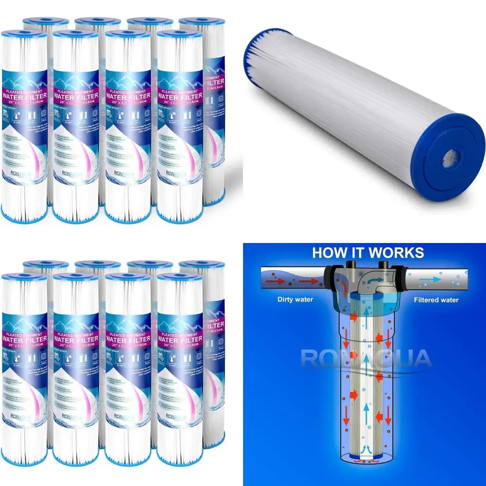 

Сменный плиссированный фильтр для воды 20x4.5, 5 микрон, моющийся, удаляет примеси, продлевает срок службы фильтра (комплект из 8 шт.)