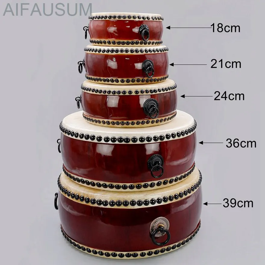 18-39cm Hanging ring Cowhide flat drum Buddhism musical instrument Portable Coloratura drum