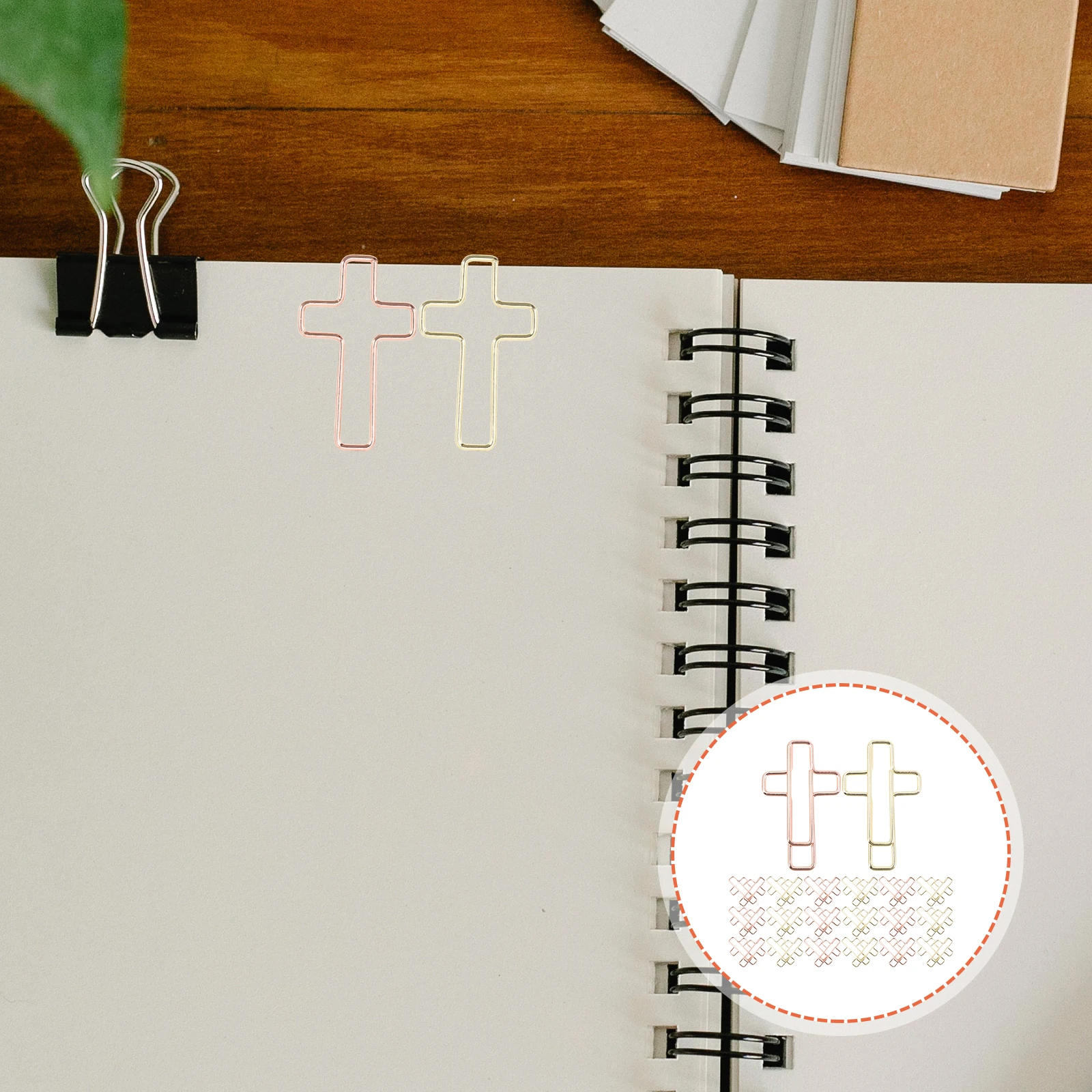 100pcs Cross Paper Clips Strong Clamping Metal Office File Document Fixing Book Reading Marking Small Practical Unique