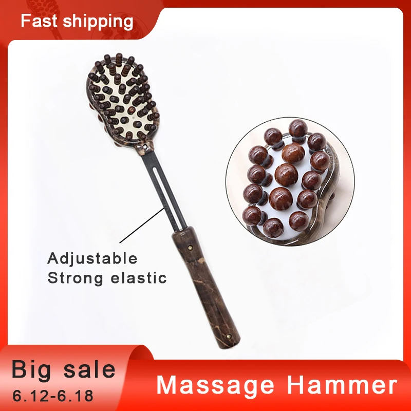 

1pcs Back Knock Massage Hammer Stress Fatigue Relief Handle Wood Scratcher Relaxing Massager Stick Body Health Care Tool