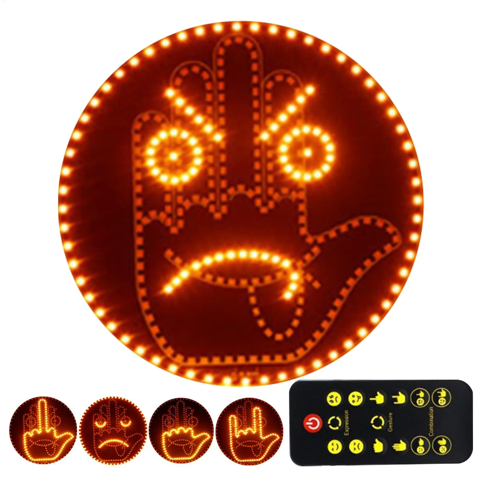 Hand Gesture Light for Car Auto Warning Lamp Car Facial Expression Light Car Interior Rear Windshield LED Warning Brake Light