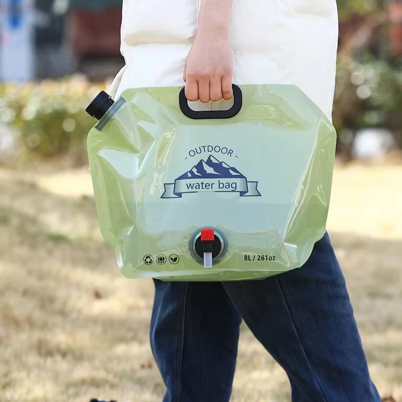 Bolsa de almacenamiento de agua portátil, plegable, para deportes al aire libre, Camping, grifo de escalada de montaña de gran capacidad, bolsa de agua de plástico