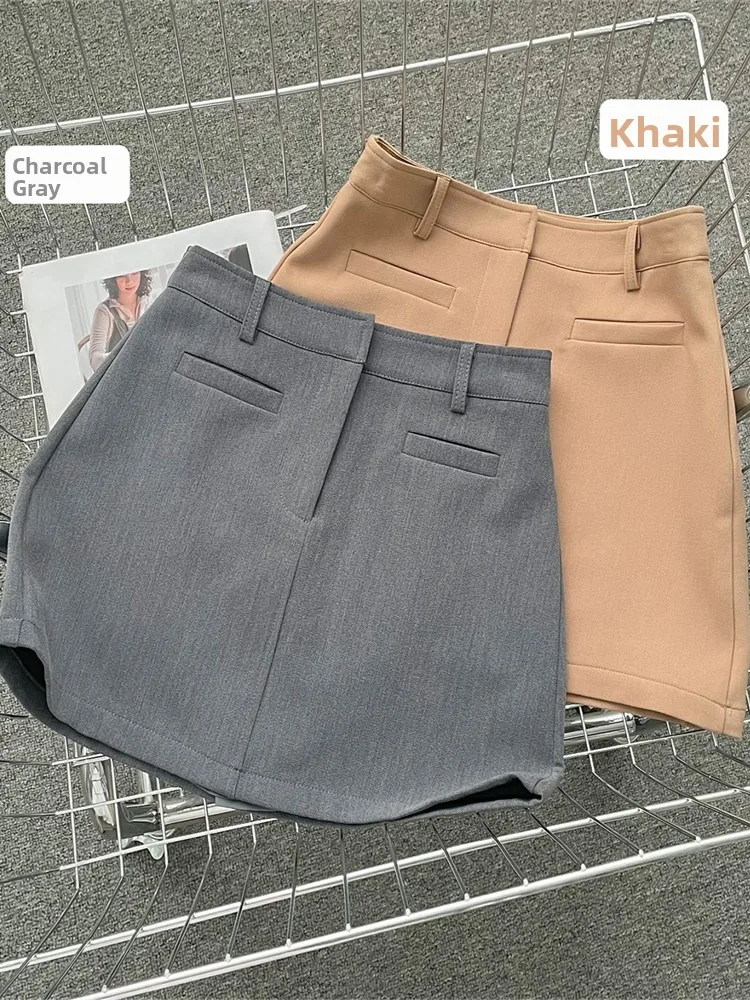 

Office Casual Suit Skirt Women plus Size ey Versatile Color A-Line Skirt High Waist ort Length Korean Sle