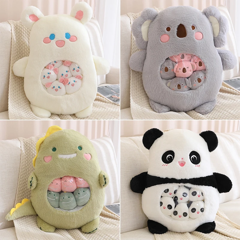 

Kawaii Animal Balls Pudding Pillow Bag Plush Stuffed 6 Mini Doll Panda Rabbit Dinosau Dolls Cushion Plush Pillow Office Nap