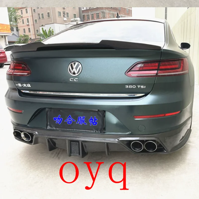 

For Volkswagen CC 2019 Carbon Fiber Rear Roof Spoiler Wing Trunk Lip Boot Cover Car Styling