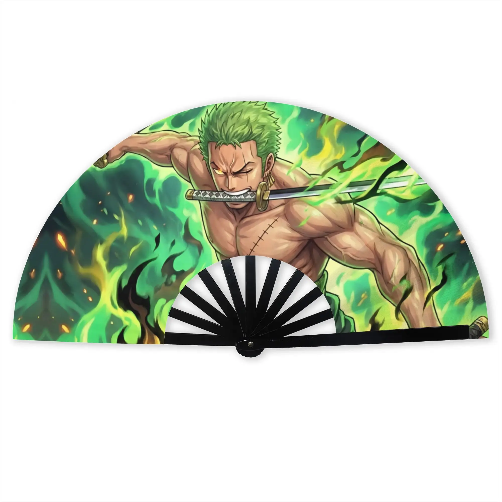 

Zoro O-One P-Piece Folding Hand Fan Custom Cartoon Comic Polyester Fabric Fan Funny Summer Accessory Decorative Fans