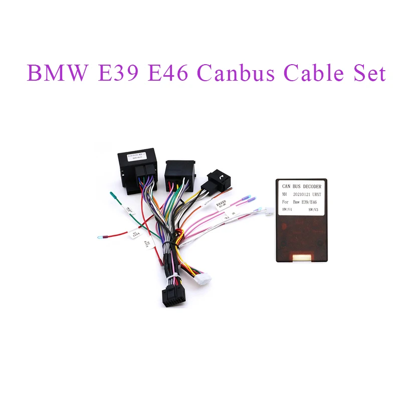 Decodificador adaptador de caja Canbus para BMW E39 E46 E90 X1 X3 con Cable de arnés de cableado de alimentación de 16 pines Android Radio estéreo