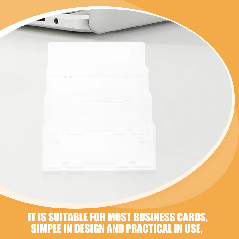 

2pcs Business Card Holder Clear Desk Organizer Stand Plastic Name Card Case Sturdy Space-Saving Office Supplies