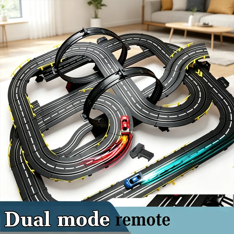 Set de Pista de Carreras Eléctrica, Escala 1:43, Juguete de Auto de Carreras con Doble Control, Pista Grande para Dos Jugadores, Regalo para Niños de 8 a 10 Años