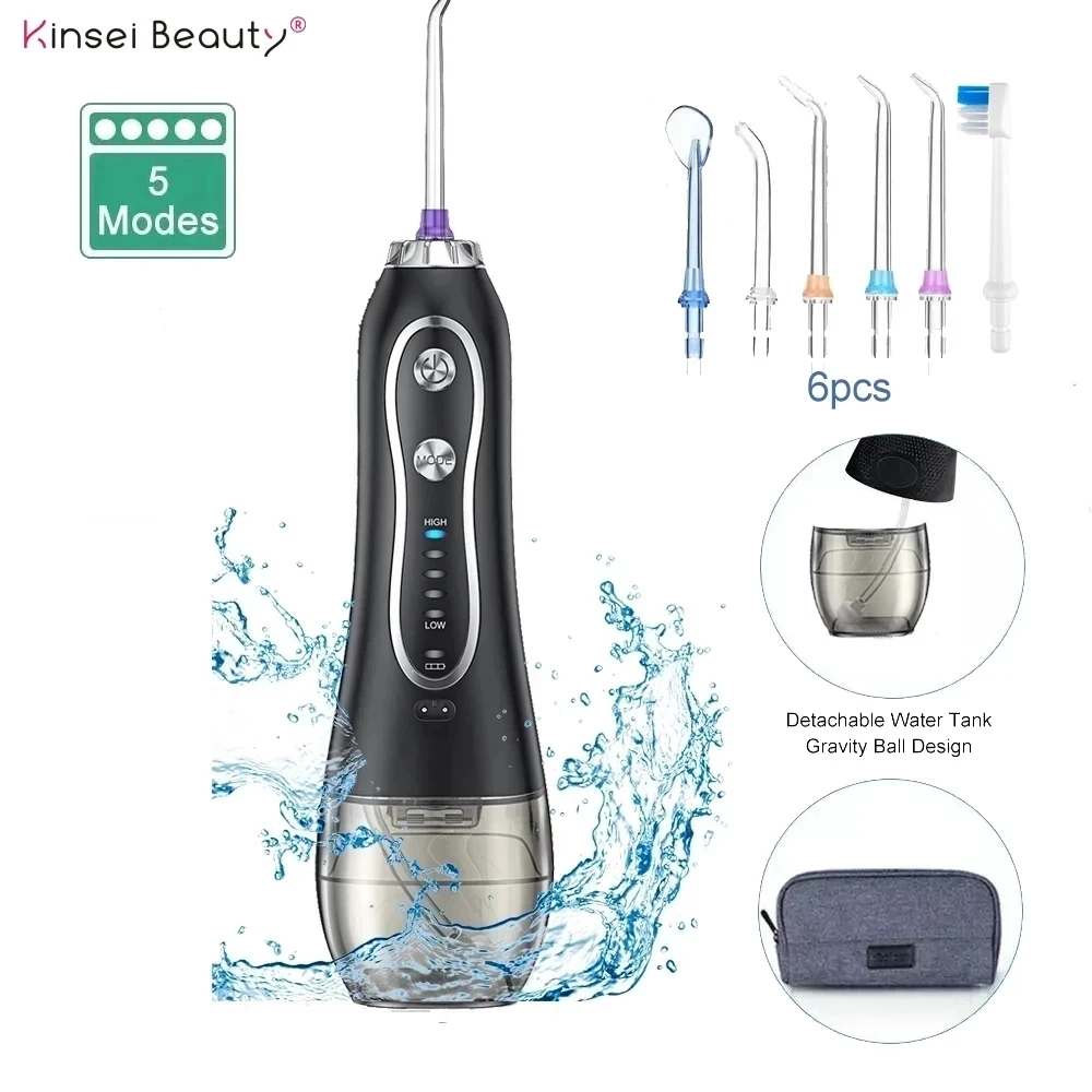 Water Flosser Dental Oral Irrigator Water Thread for Teeth Whitenin Portable Dental Flosser USB Rechargeable 5 Modes 300ml Tank