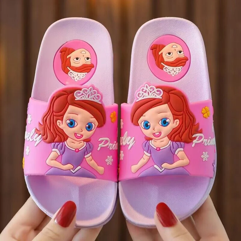 Summer Slippers Baby Boys Girls Shoes Cartoon Sofia Princess Kids Indoor Outdoor Home Shoes Bath Soft Beach Children Slippers