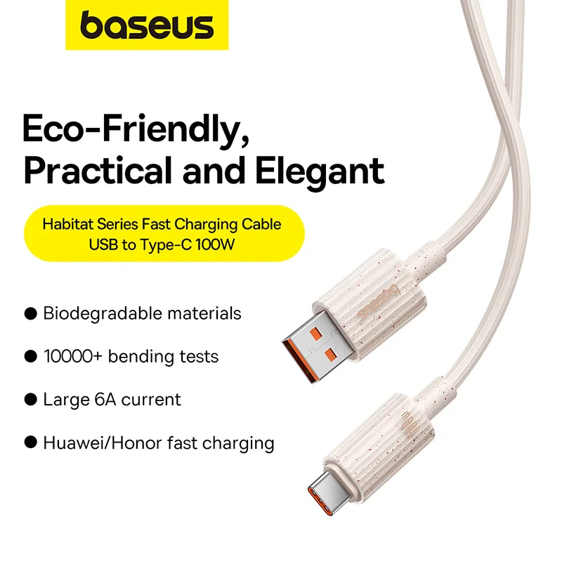 Baseus Eco-friendly 100W USB Type C Cable For Xiaomi Samsung Huawei Super Charge Fast Charging USB Charger Data Cable Wire Cord