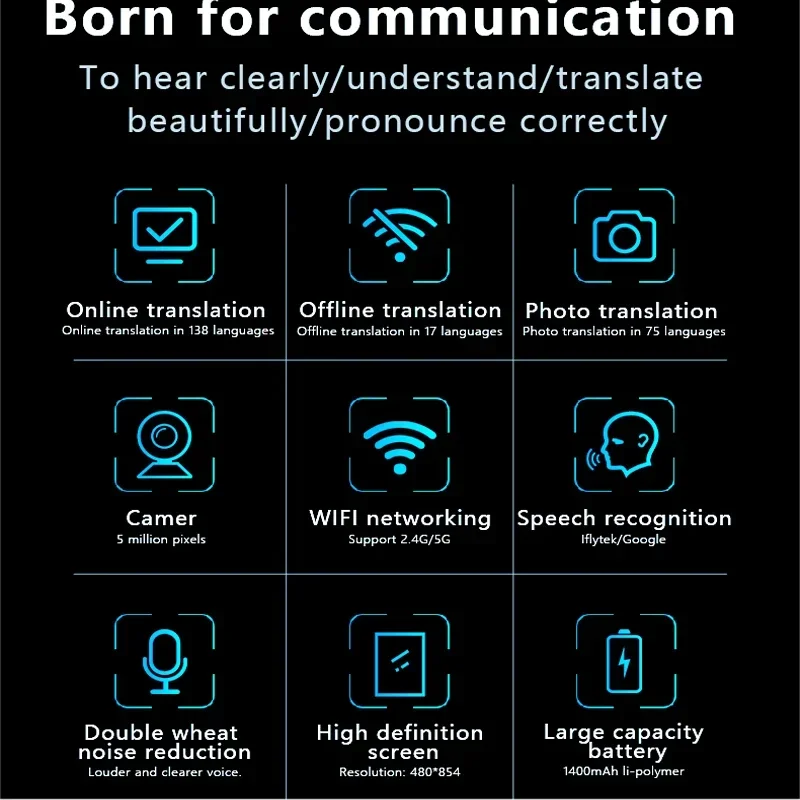 Cool 138 Language WiFi Online Offline Voice Translator Arabic Accurate Translate Recording To Text Oversea Travel for Google