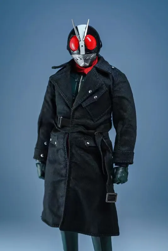 Feito à mão escala 1/12 masculino novo no.2 clássico guerreiro japonês trench coat com lenços vermelhos duplos manto para figura de ação de 6 polegadas