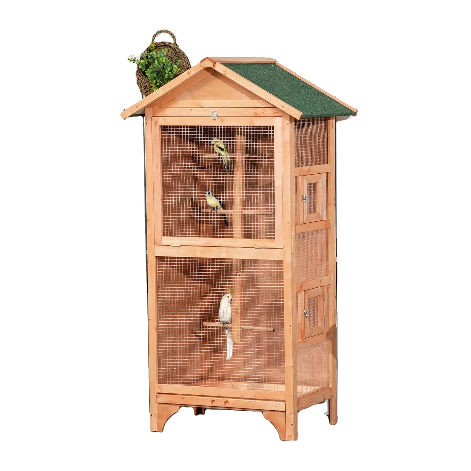 2024 Hot Sale Wholesale Outdoor Big Wooden Pet House Aviary Parrot Bird Cages With Stand