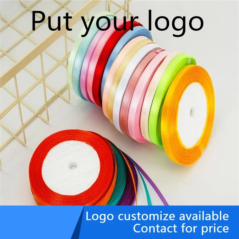 200 yards Customize print logo gift box nylon velvet red/white/black/gold/green/orange/pink/ satin ribbonribbon 10mm 25mm