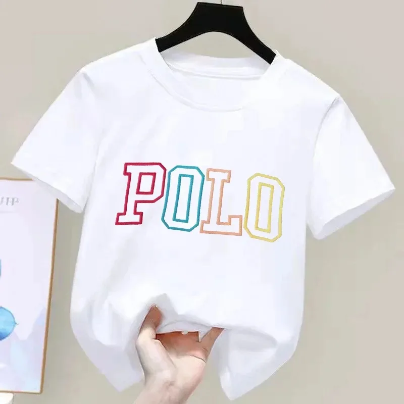 2026 Summer Kids Korean Style Simple 100% Cotton T Shirt for Children Trendy Letter Printed Tees Girls Daily Casual Sweatshirts