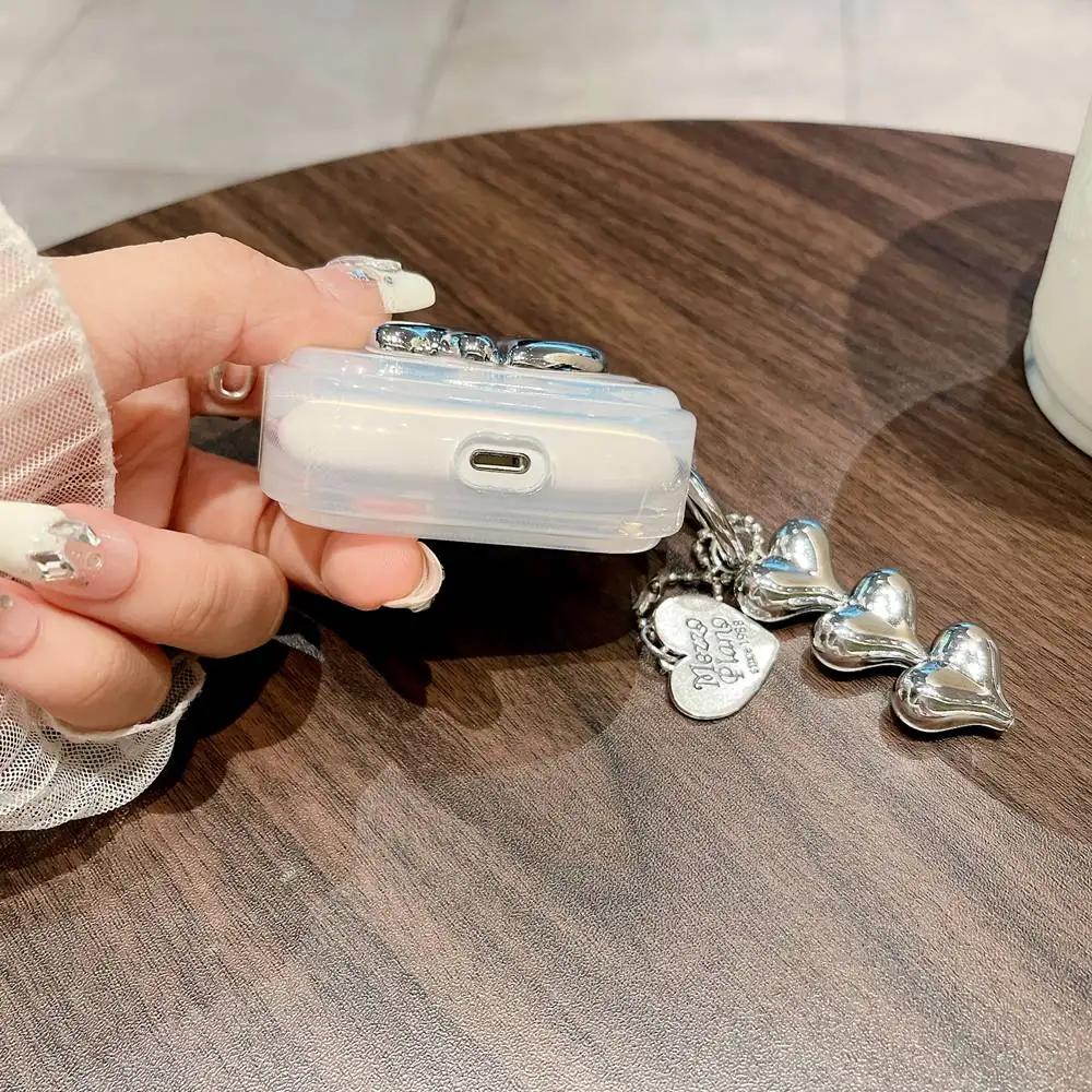 Funda protectora de auriculares Ins 3D Love Heart para Apple AirPods Pro 2, cubierta transparente para AirPods 3, caja inalámbrica con llavero