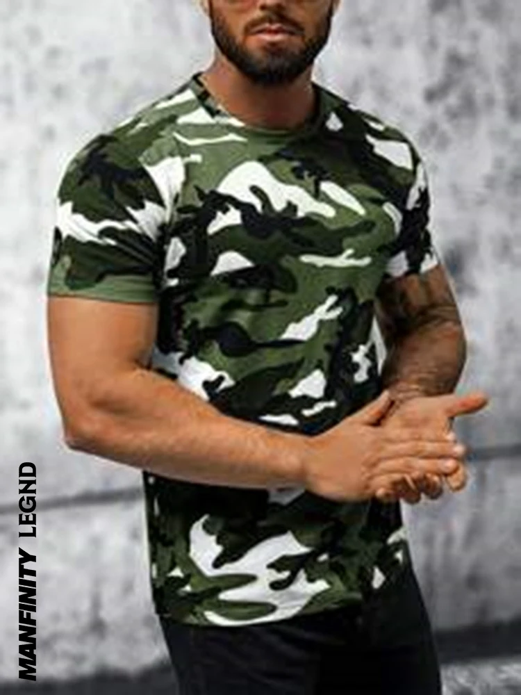 Men T Shirt Casual Hot Fashion Crew Neck Slim Camo Casual Sports T Shirt Hawaiin Shirts For Men