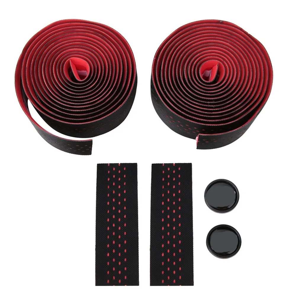 

1 пара лент для руля велосипеда из искусственной кожи + EVA, дышащая перфорированная лента для руля велосипеда, противоскользящая самоклеящаяся лента для горного велосипеда