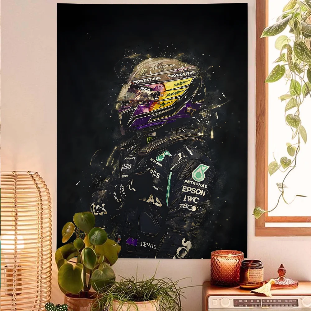 أوراق كرتون معلقة على الحائط ، F1 ، الصيغة 1 ، أسطورة متسابق ، لويز هاملتون ، فن نسيج ، غرفة الخيال العلمي ، ديكور المنزل #3