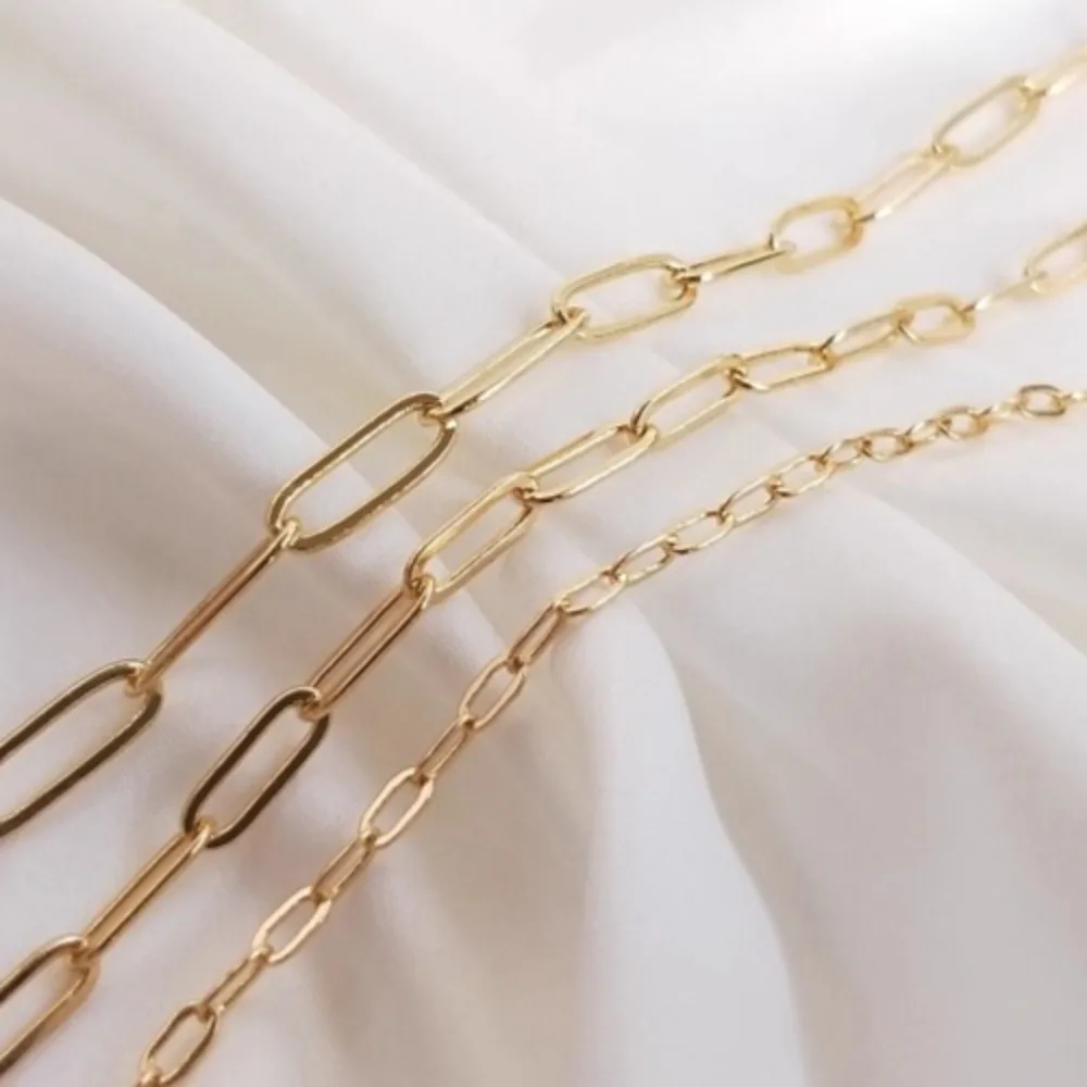 

14K Gold Color Rectangular Chain Oval O Chain DIY Bracelet Necklace Material Jewelry Loose Chain Accessories