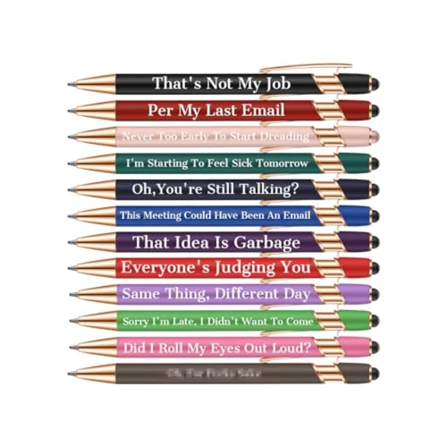 

Snarky Funny Office Pens, Pcs Negative Sarcastic Hilarious Quotes Work Customized Pens with Stylus Tip for Colleague Co-workers