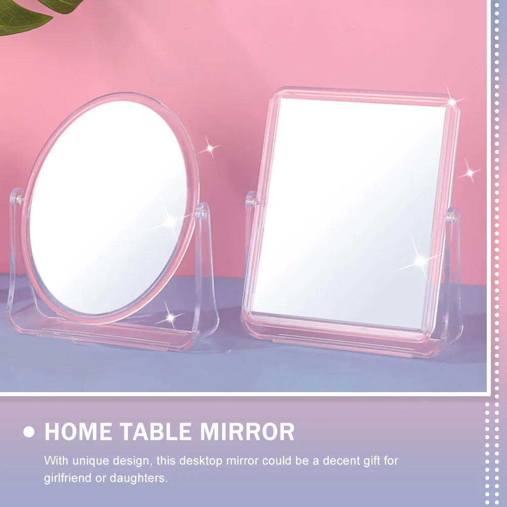 2 stuks creatieve unieke make-upspiegel voor slaapkamer desktop compacte acryl staande dubbele bijzettafel spiegel voor vrouwen
