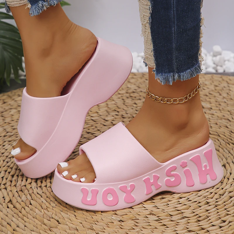 Thick Bottom Cloud Slippers Women Summer Fashion Print Wedge Platform Slides Woman Sandals 2025 Non-Slip Soft Sole Beach Shoes image 3