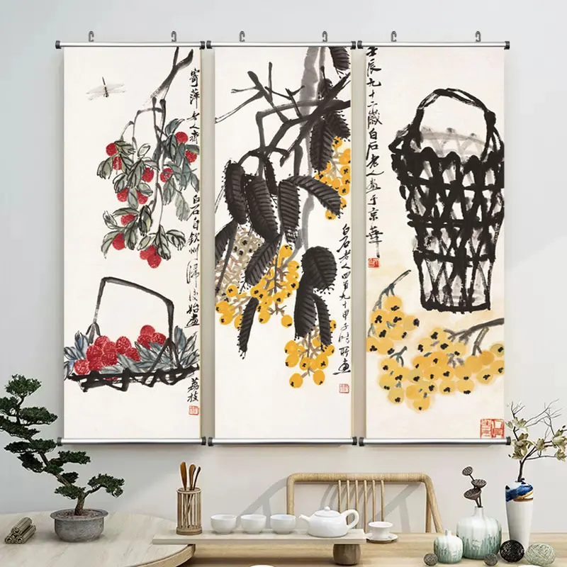 Zen Abstract Traditional Chinese Style Qi Baishi Wall Art Canvas Painting Poster Picture Print For Office Living Room