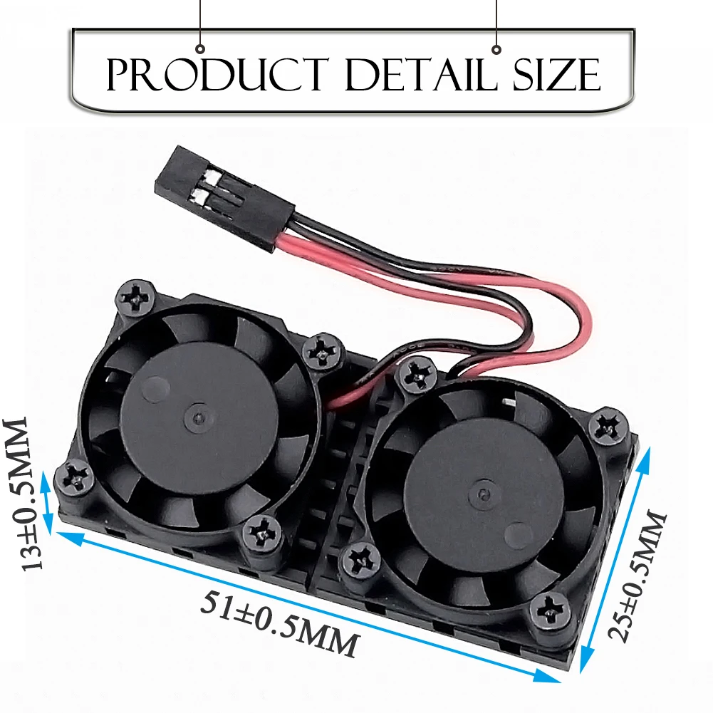 GDSTIME 2 Buah Raspberry Pi Dual Fan Tembaga Heatsink dengan 25MM Dual Cooling Fan untuk Raspberry Pi 3 Pi 2 Model B B + NESPi Cooling