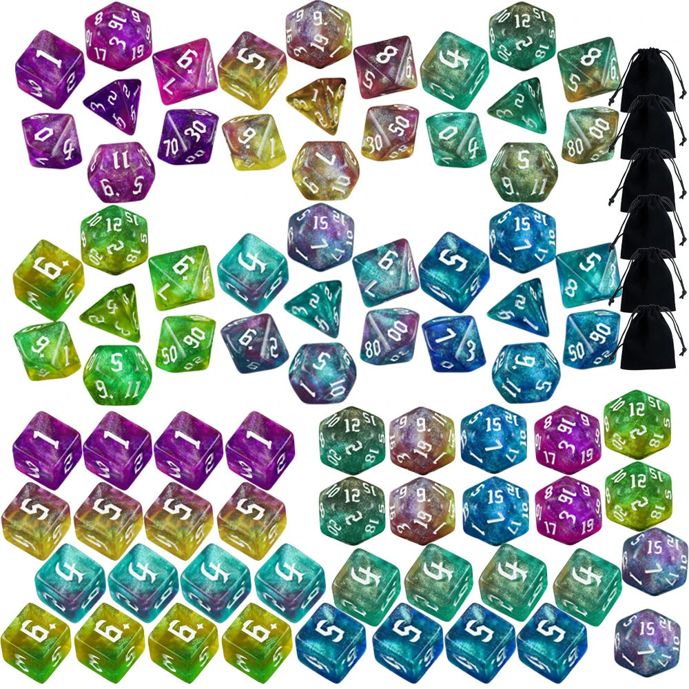 78pcs DND Polyhedral Dice Mixing Color Glitter Effect Dice for DND TRPG Board Game