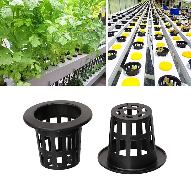 100Pcs Hydroponic Colonization Mesh Pot Net Cup Basket Hydroponic Aeroponic Planting Grow Clone Nursery Plant 45X35mm