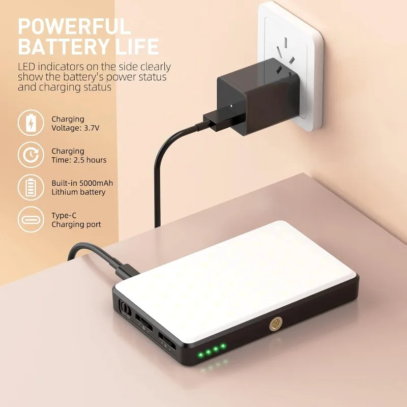 120 LED Phone Light, Selfie Light for iPhone, 5000Mah Rechargeable Clip Video Light for Phone, Camera, Laptop, iPad, Adjusted 3