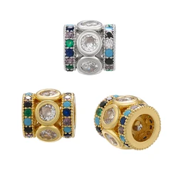 ZHUKOU 9*9mm gold color mix stones crystal tube beads for women DIY handmade bracelet Accessories wholesale VZ280