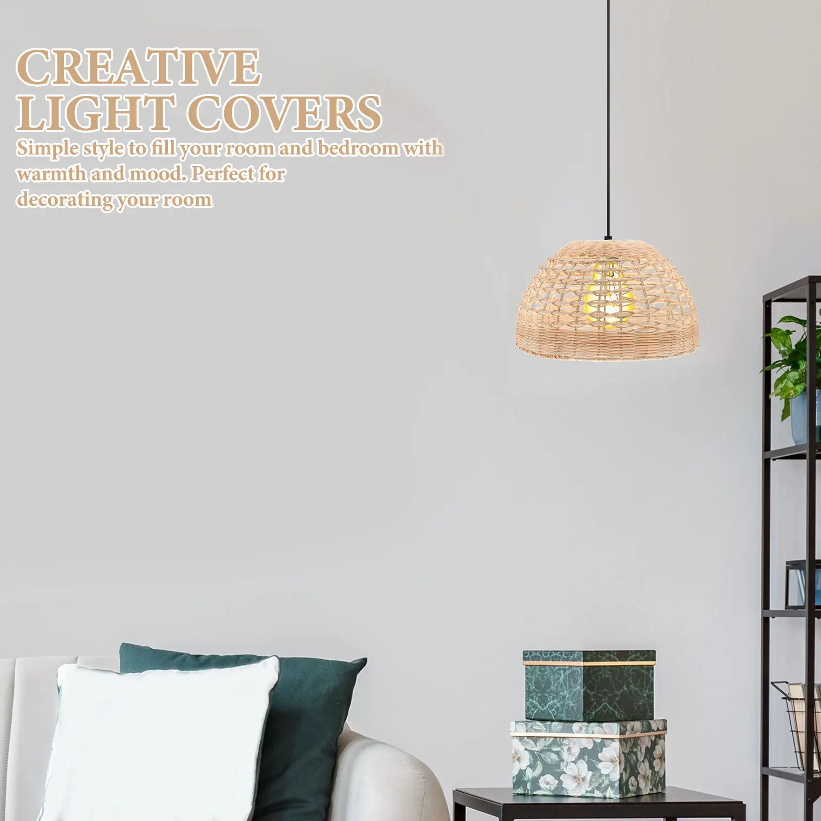 

Modern Woven Lamp Pendant Hanging Cover Bedroom Living Room Decorative Ceiling Chandelier Replacement Fixture Softened Light