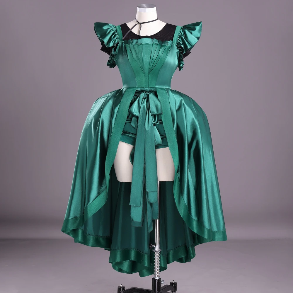 

Agnes Wednesday Cosplay Costume Girl Green Dress Invisible Woman Evening Dress Cos Clothing for Christmas and Halloween Party