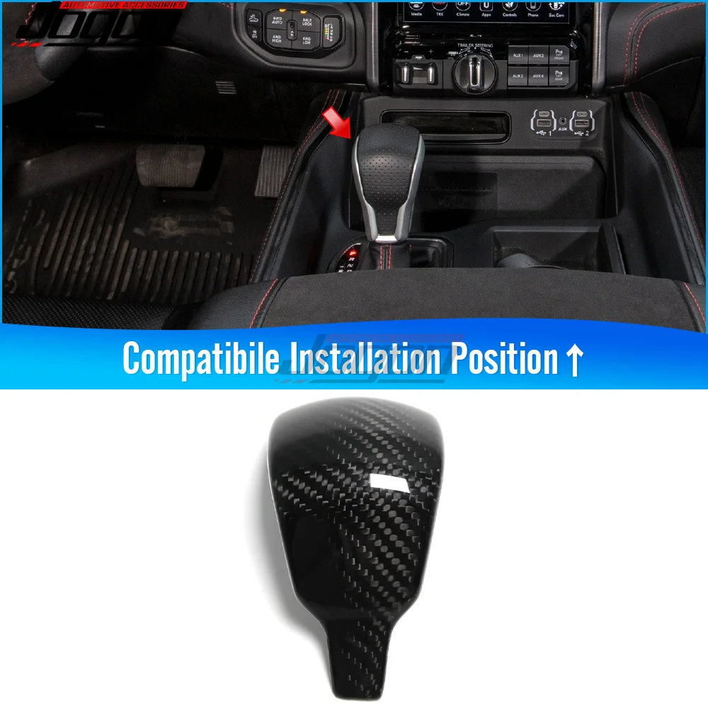 Carbon Fiber Gear Shift Knob Head Cover Sticker Car Interior Accessories For Dodge Ram TRX 1500 2500 2019 2020 2021 2022 2023