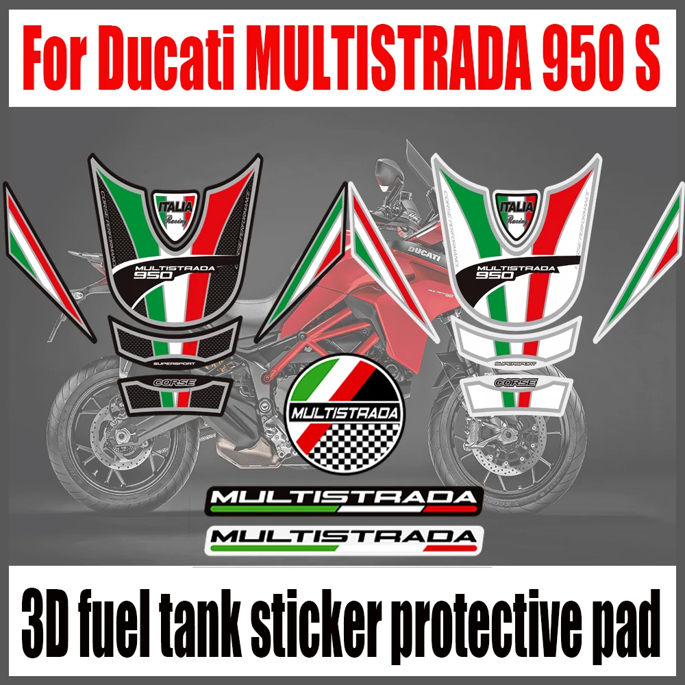 

For Ducati MULTISTRADA 950 S 950S Motorcycle Protector Tank Pad Grips 3D Stickers Decals Gas Fuel Oil Kit Knee