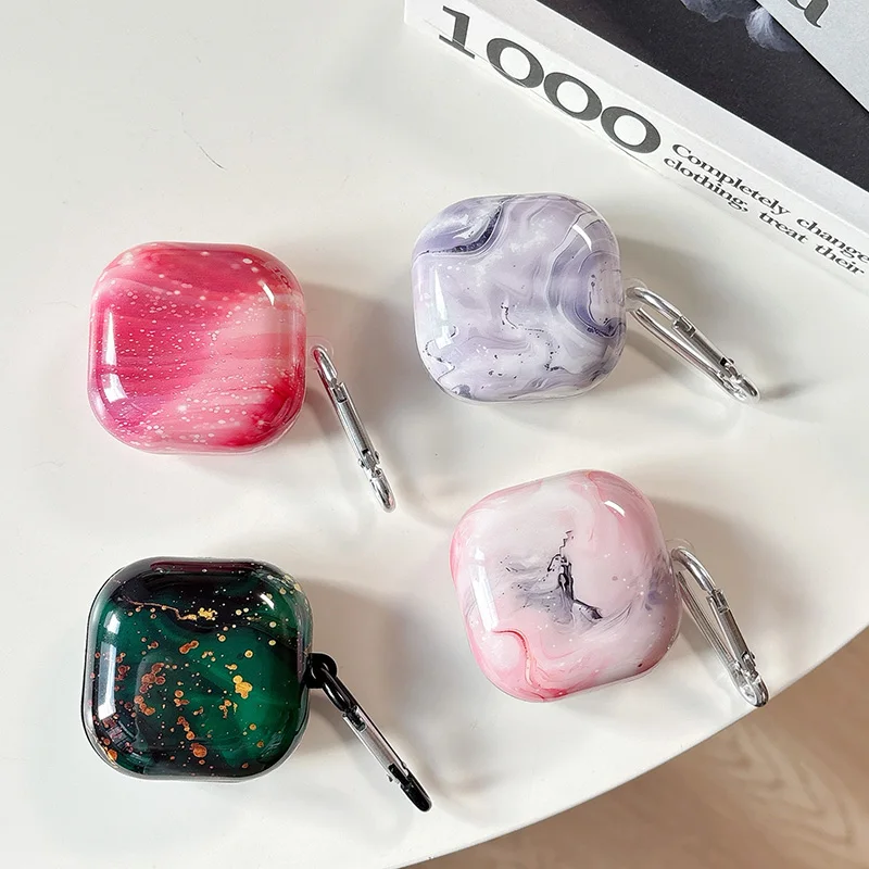 For Samsung Galaxy Buds Core 2 Pro Live 3 Pro FE Case Colorful Aurora Marble Pattern Cover Protective Shell Anti-scratch Funda