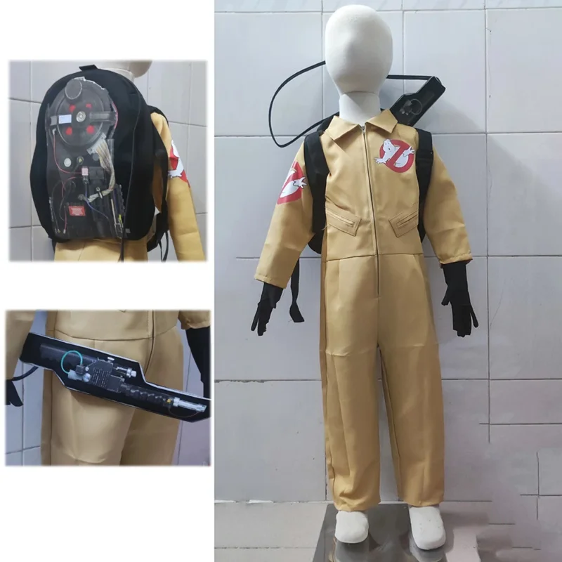 Movie Ghost Busters Cosplay Costume Kids Anime Kids Suit Halloween Jumpsuit Bag Halloween Party Fancy Suit AS2660