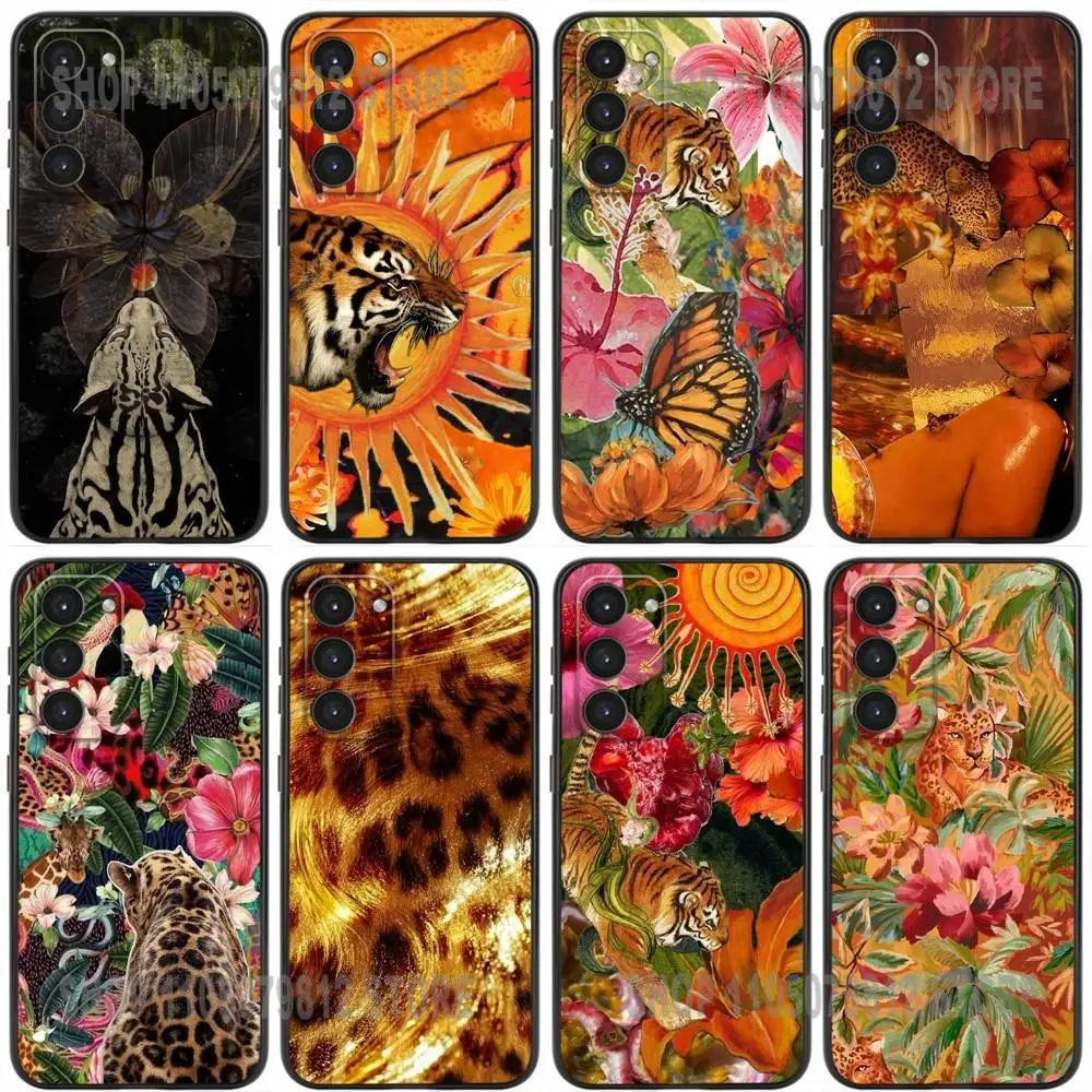 

Tiger and Leopard Print Phone Case For Samsung Galaxy A20,21s,22,31,32,52,53,72,73,80,91 Soft Silicone Black Cover