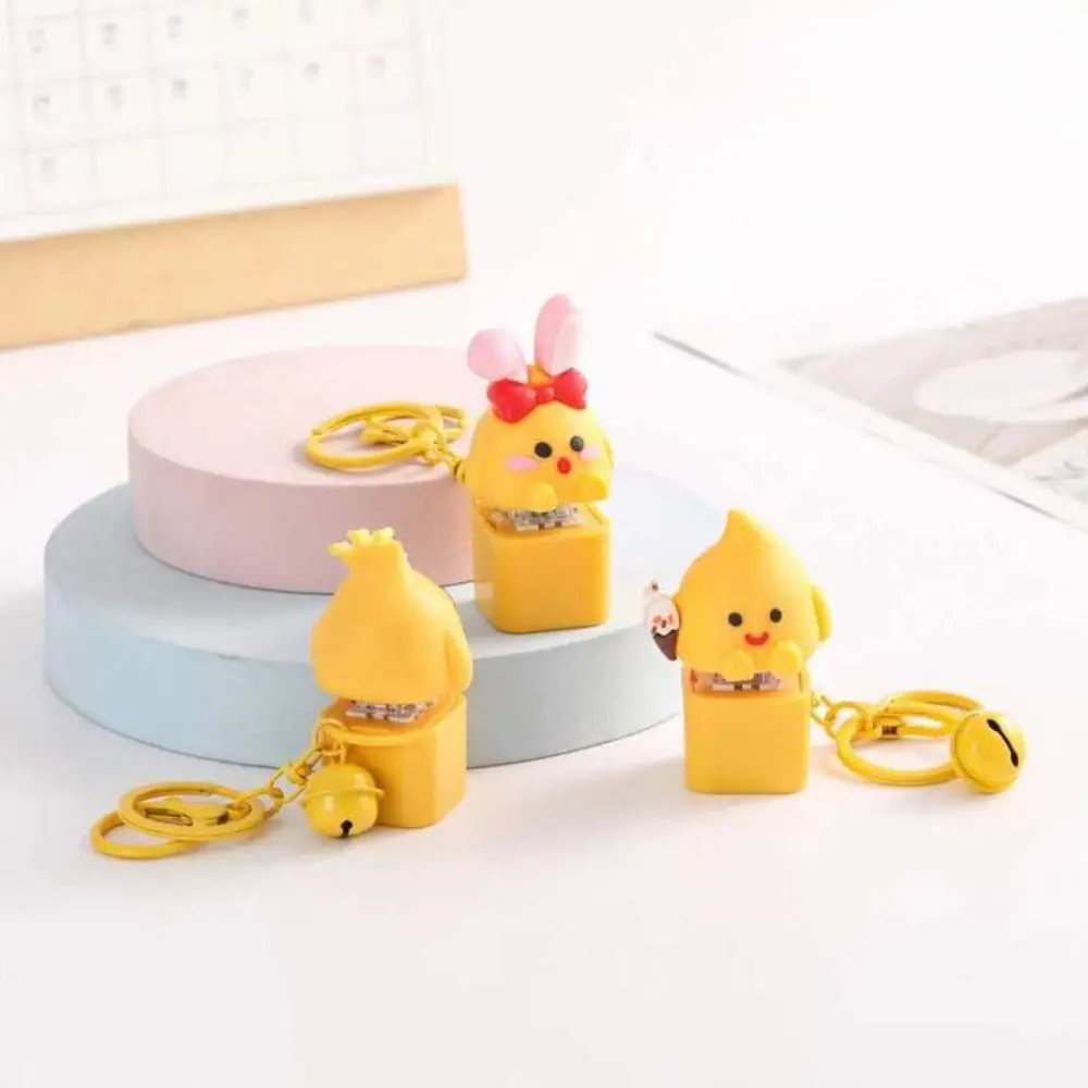 Yellow Chick Wooden Fish Keyboard Keychain Electronic Luminous Mechanical Keyboard Keychain Merit +1 Wooden Fish