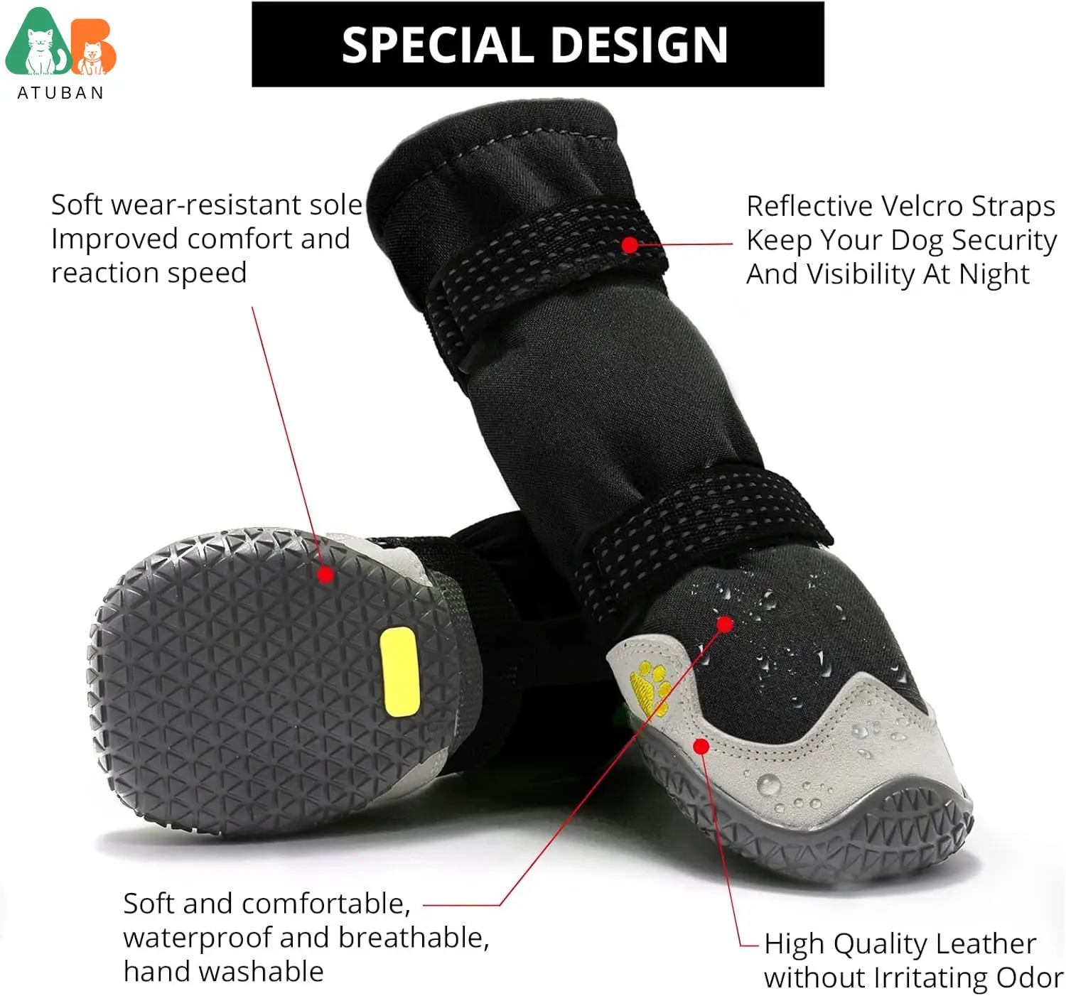 4 scarpe per cani di piccola taglia, estive, traspiranti, con