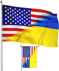 Ukraine Flag 4x6 Ft Double Sided Print - Friendship Flag with Garden Flags 12×18 Inch 3Ply - USA American Flags Vivid Color -Out