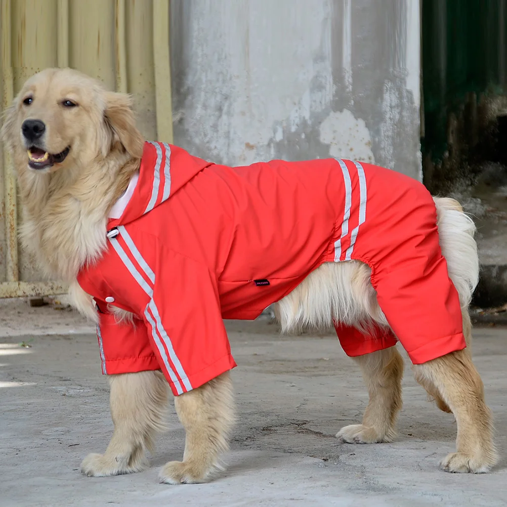 

Lightweight Dog Raincoat Waterproof Pet Rainwear Small Puppy Hooded Rain Jacket Reflective Breathable For Cats 4Xl Red