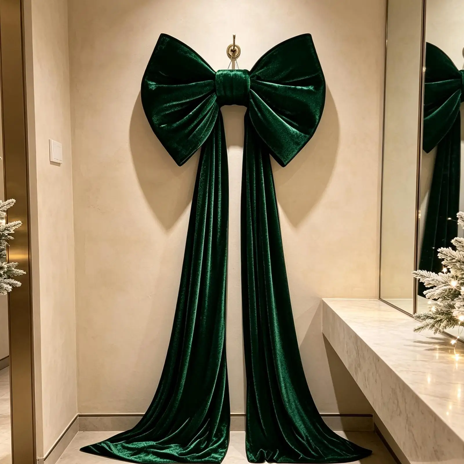 Weihnachtsschleife, beflockte Weihnachtsschleife, grüne und rosa Schleife, extra groß, für Weihnachtsdekoration, Weihnachtsbaum, Türdekoration